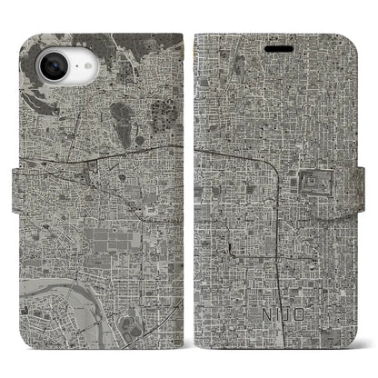 【二条（京都府）】地図柄iPhoneケース（手帳タイプ）