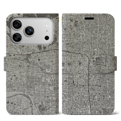 【二条（京都府）】地図柄iPhoneケース（手帳タイプ）