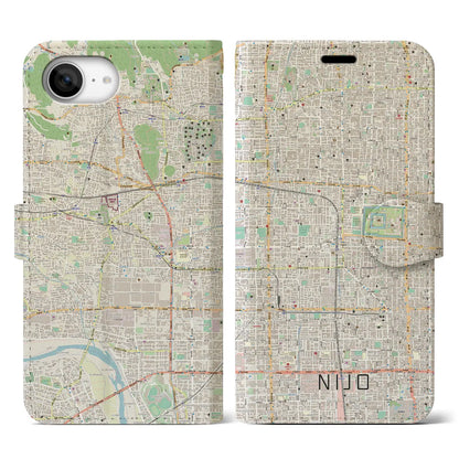 【二条（京都府）】地図柄iPhoneケース（手帳タイプ）