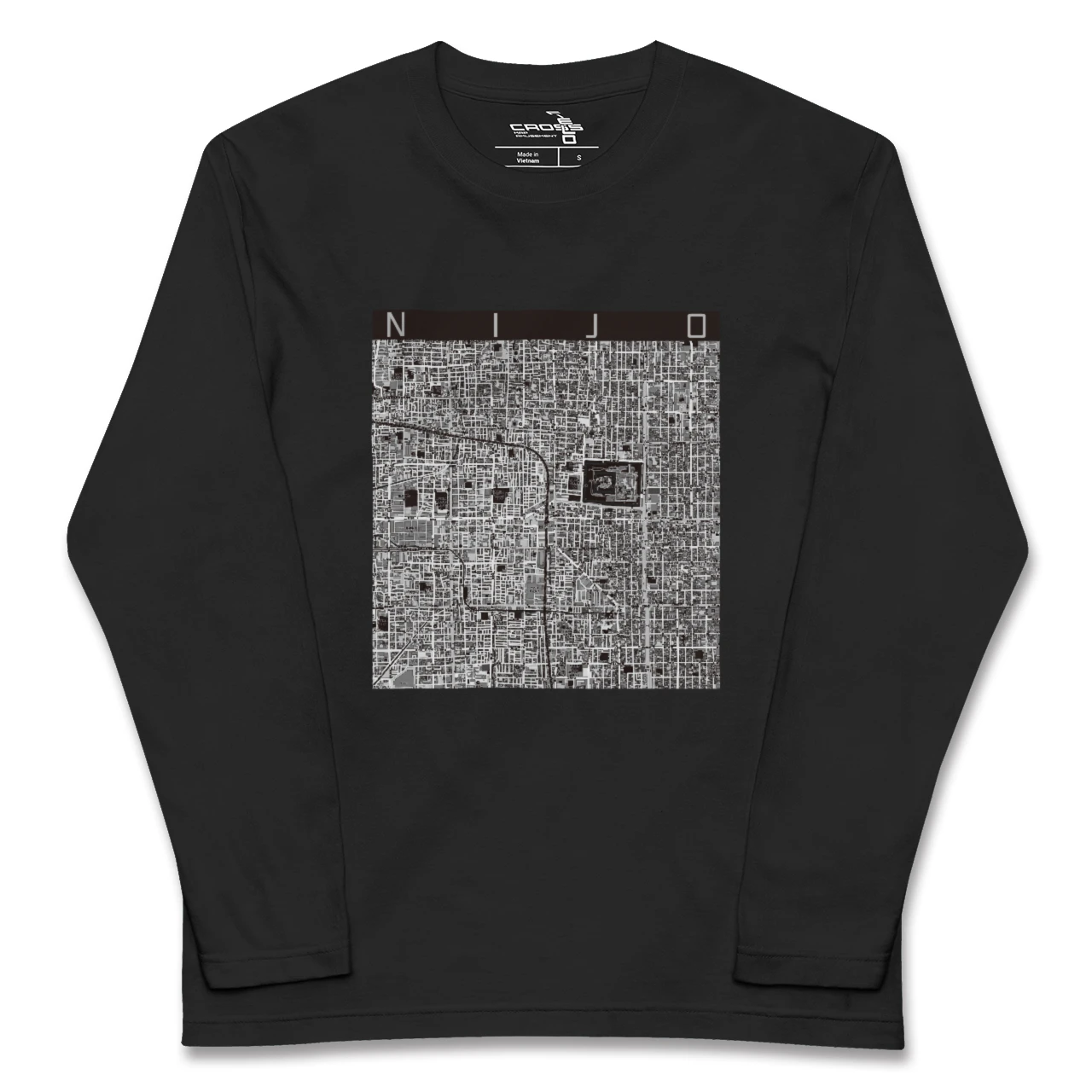 【二条（京都府）】地図柄ロングスリーブTシャツ