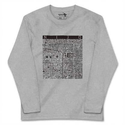 【二条（京都府）】地図柄ロングスリーブTシャツ