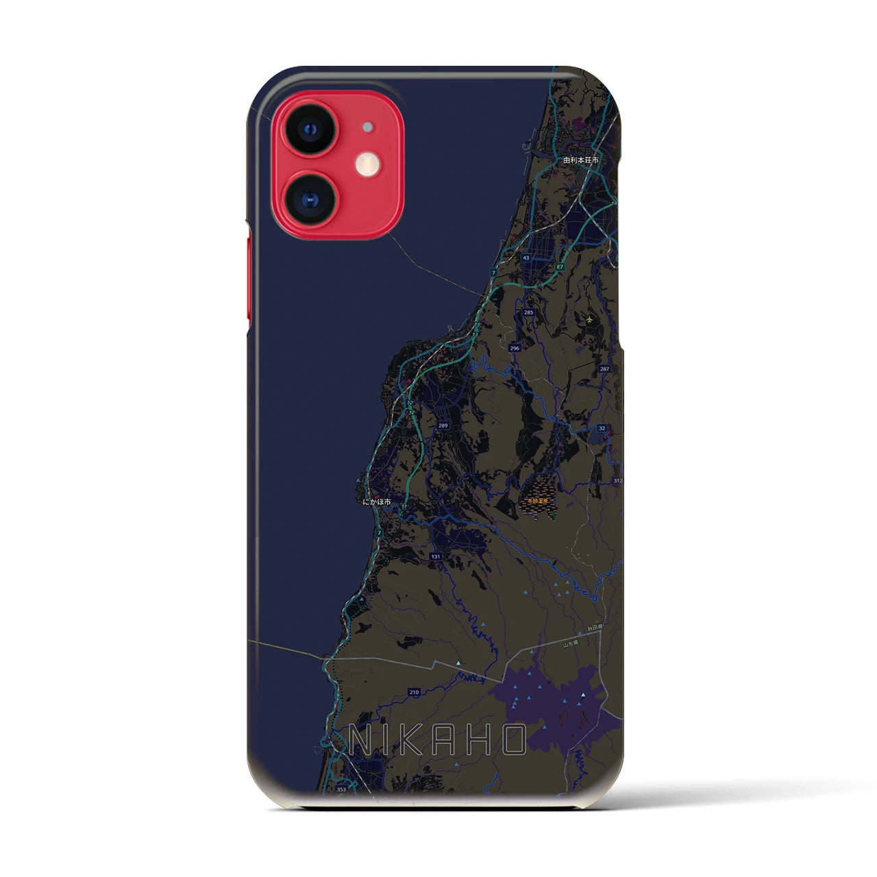 【にかほ（秋田県）】地図柄iPhoneケース（バックカバータイプ）
