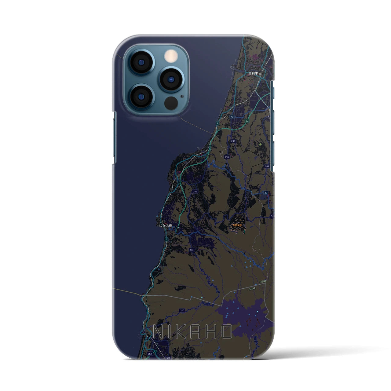 【にかほ（秋田県）】地図柄iPhoneケース（バックカバータイプ）