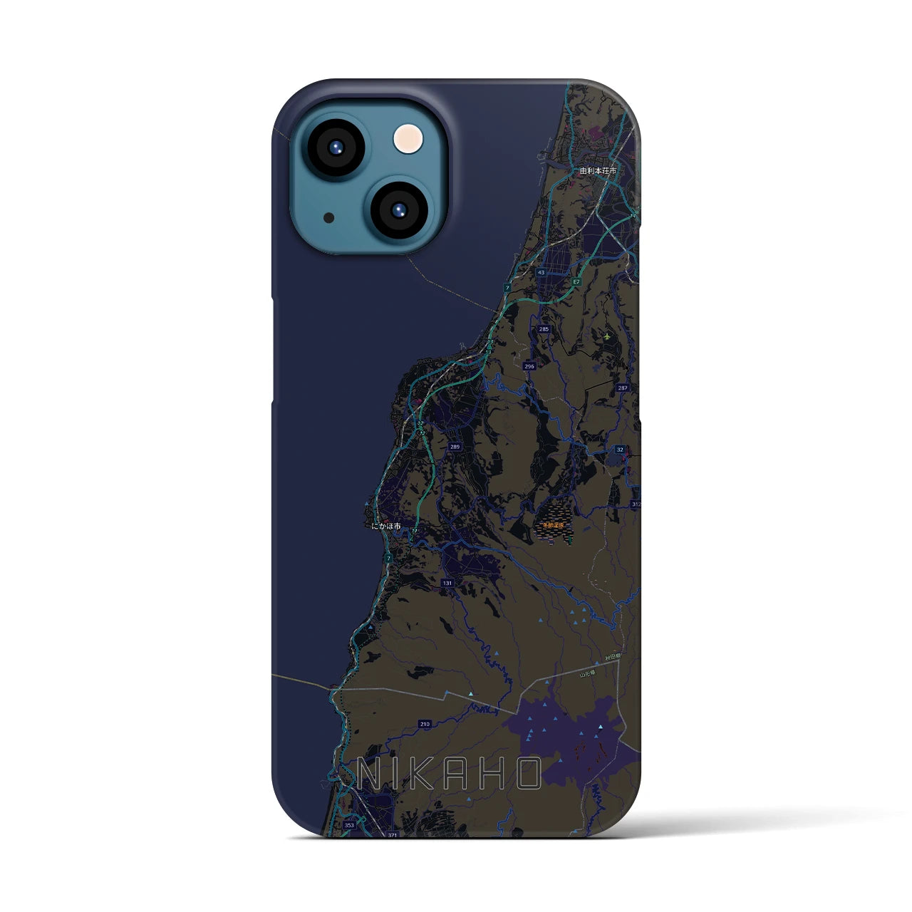 【にかほ（秋田県）】地図柄iPhoneケース（バックカバータイプ）