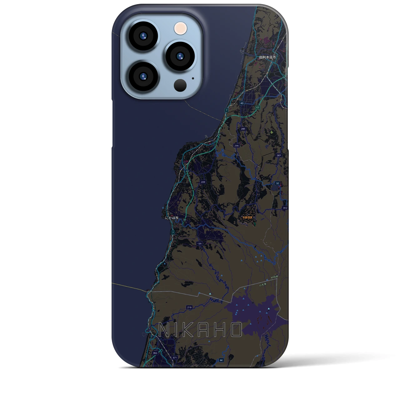 【にかほ（秋田県）】地図柄iPhoneケース（バックカバータイプ）