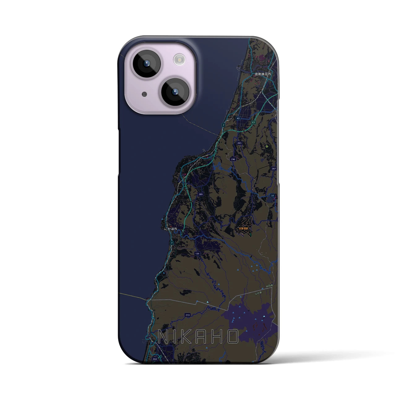 【にかほ（秋田県）】地図柄iPhoneケース（バックカバータイプ）