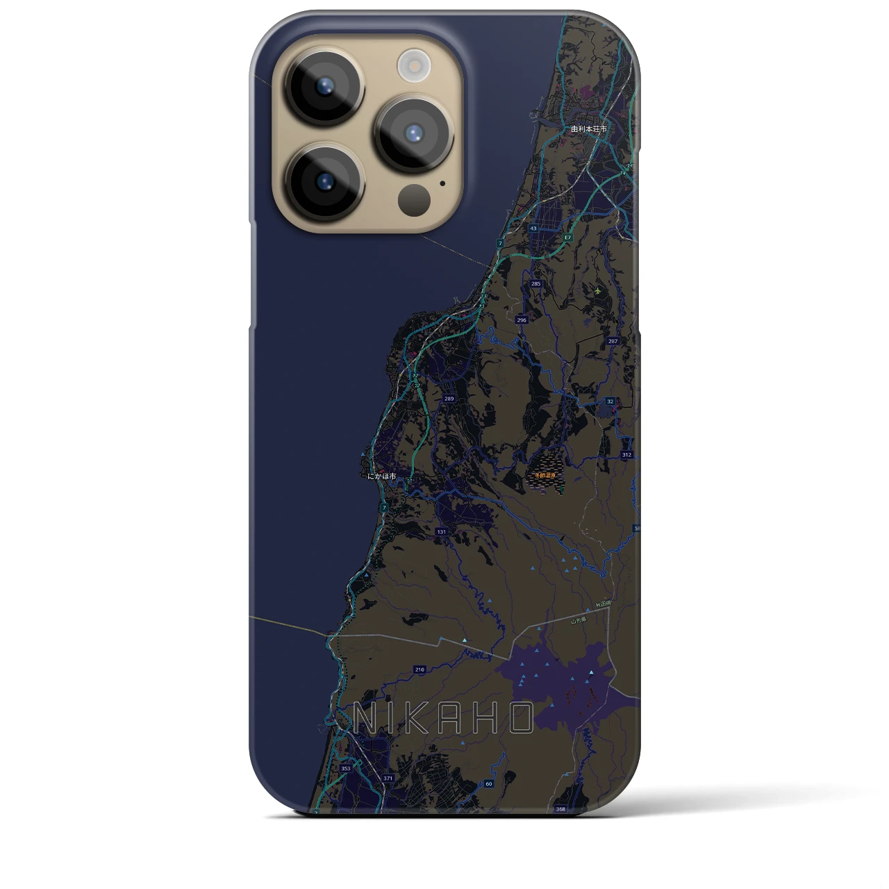 【にかほ（秋田県）】地図柄iPhoneケース（バックカバータイプ）