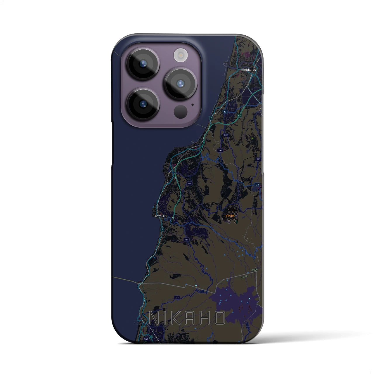 【にかほ（秋田県）】地図柄iPhoneケース（バックカバータイプ）