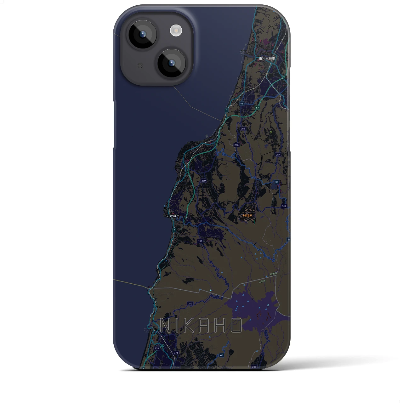 【にかほ（秋田県）】地図柄iPhoneケース（バックカバータイプ）