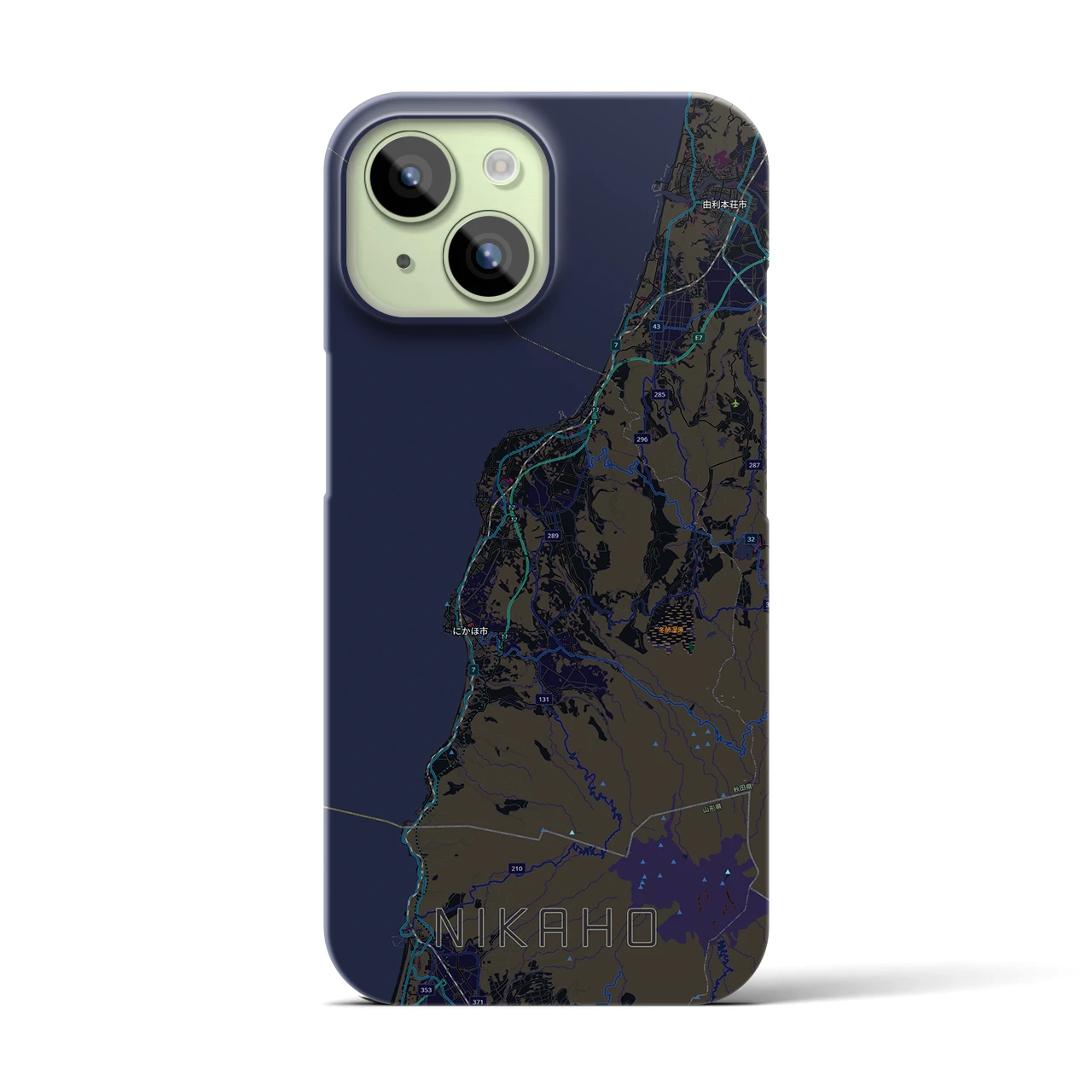 【にかほ（秋田県）】地図柄iPhoneケース（バックカバータイプ）