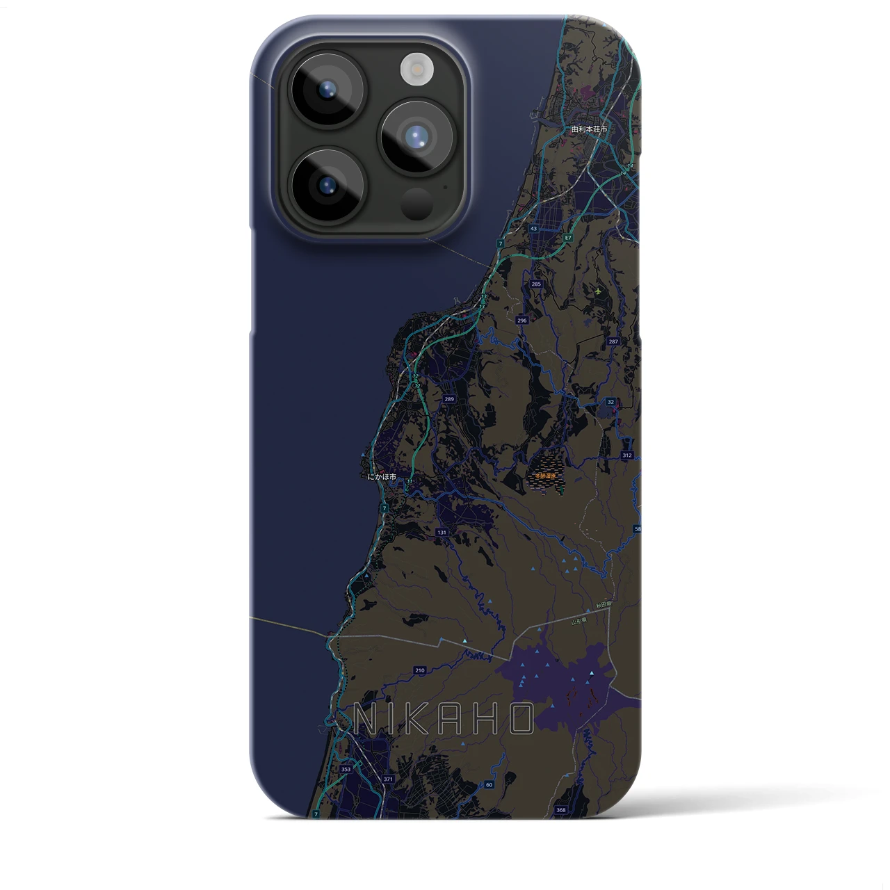 【にかほ（秋田県）】地図柄iPhoneケース（バックカバータイプ）