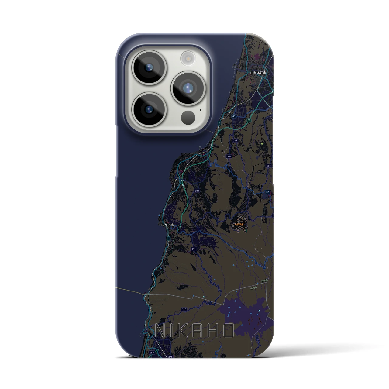 【にかほ（秋田県）】地図柄iPhoneケース（バックカバータイプ）