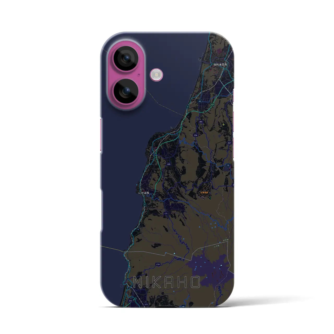 【にかほ（秋田県）】地図柄iPhoneケース（バックカバータイプ）