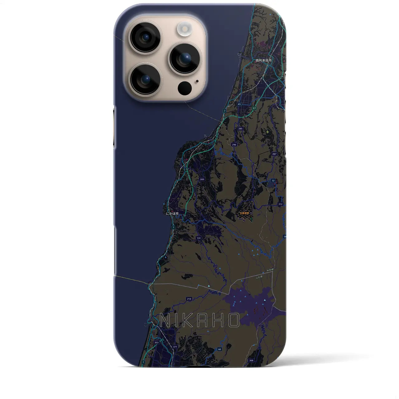 【にかほ（秋田県）】地図柄iPhoneケース（バックカバータイプ）