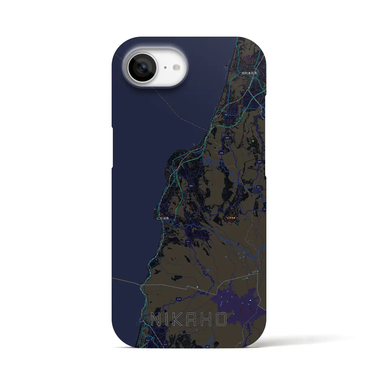 【にかほ（秋田県）】地図柄iPhoneケース（バックカバータイプ）