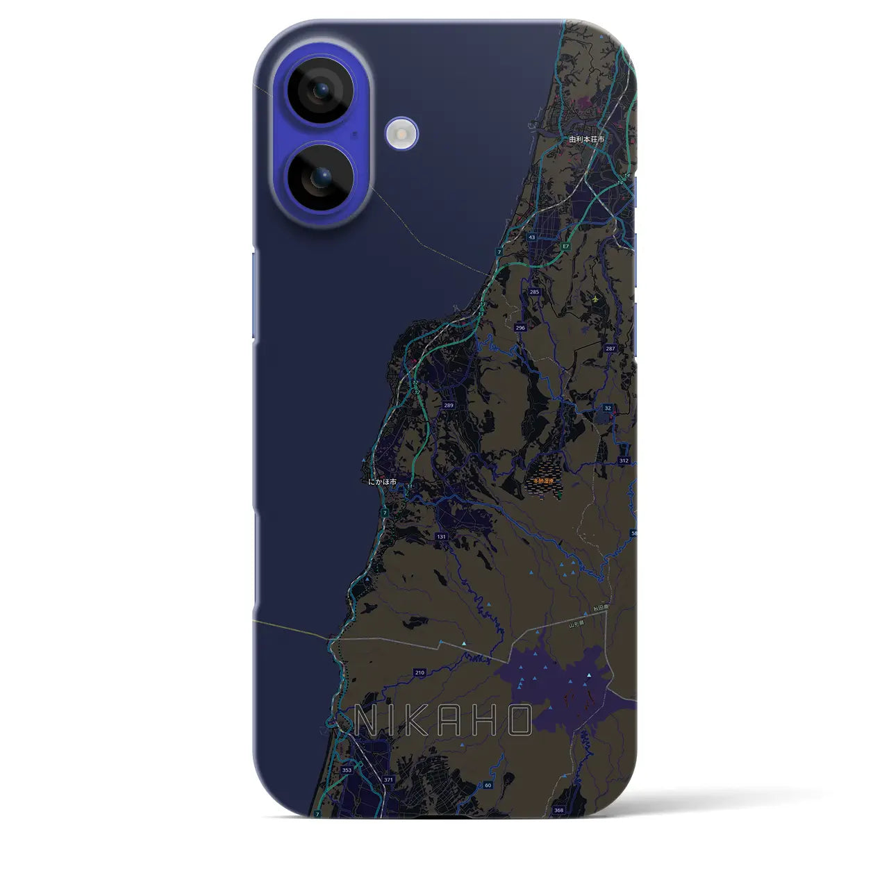 【にかほ（秋田県）】地図柄iPhoneケース（バックカバータイプ）