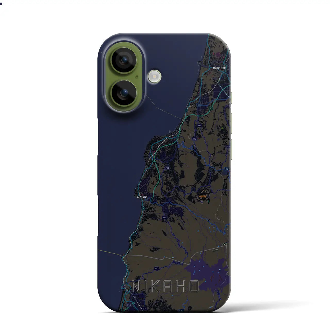 【にかほ（秋田県）】地図柄iPhoneケース（バックカバータイプ）