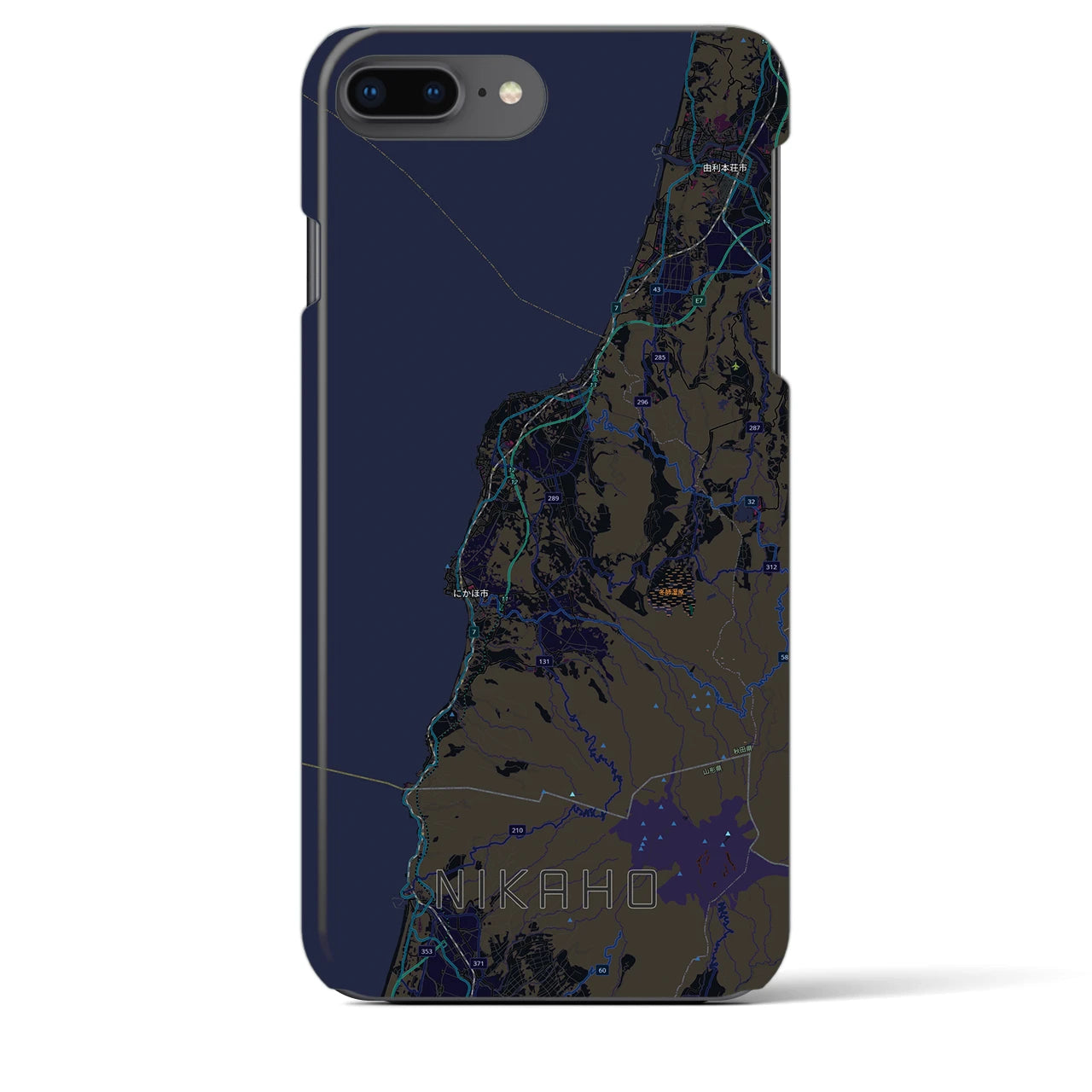 【にかほ（秋田県）】地図柄iPhoneケース（バックカバータイプ）