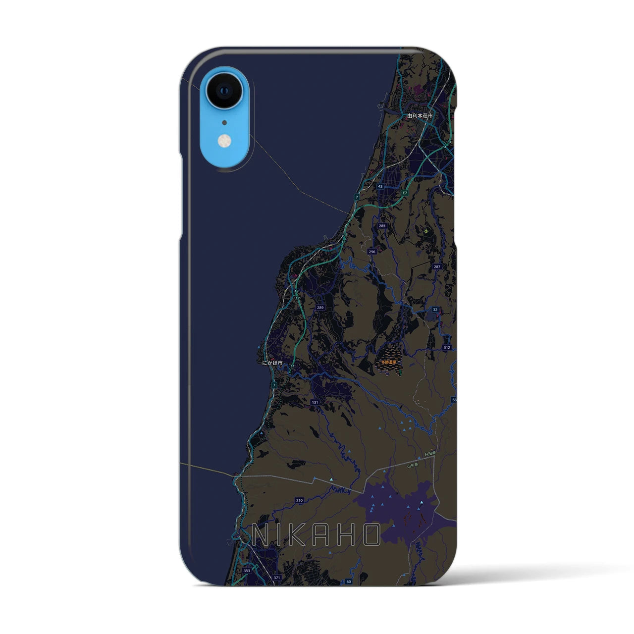 【にかほ（秋田県）】地図柄iPhoneケース（バックカバータイプ）
