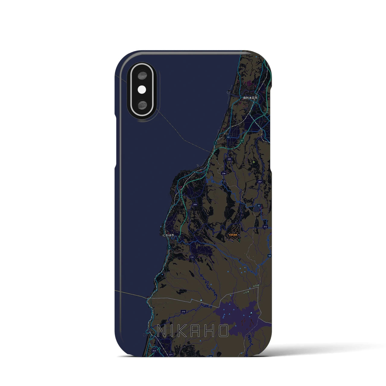 【にかほ（秋田県）】地図柄iPhoneケース（バックカバータイプ）