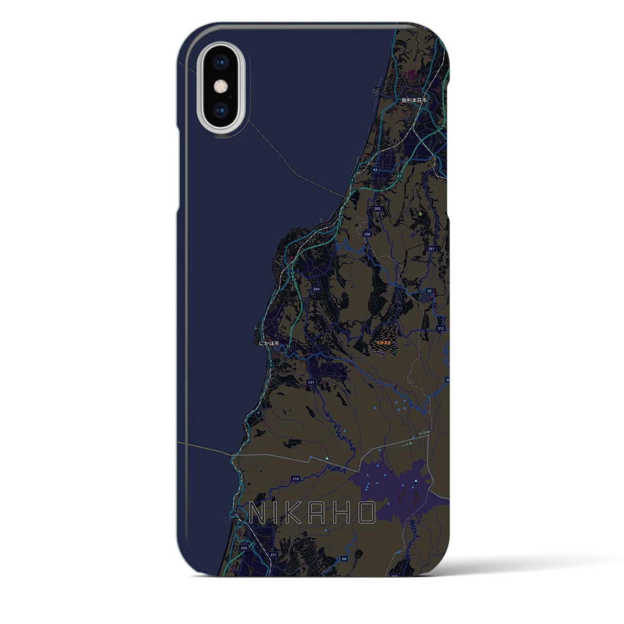 【にかほ（秋田県）】地図柄iPhoneケース（バックカバータイプ）