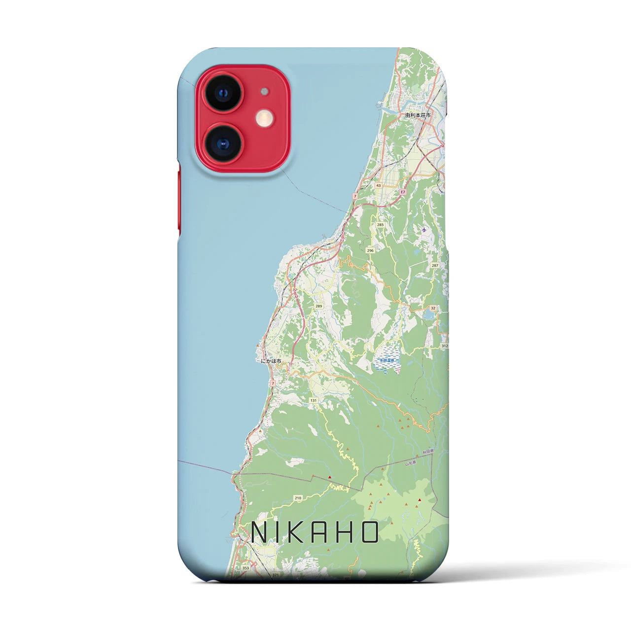 【にかほ（秋田県）】地図柄iPhoneケース（バックカバータイプ）