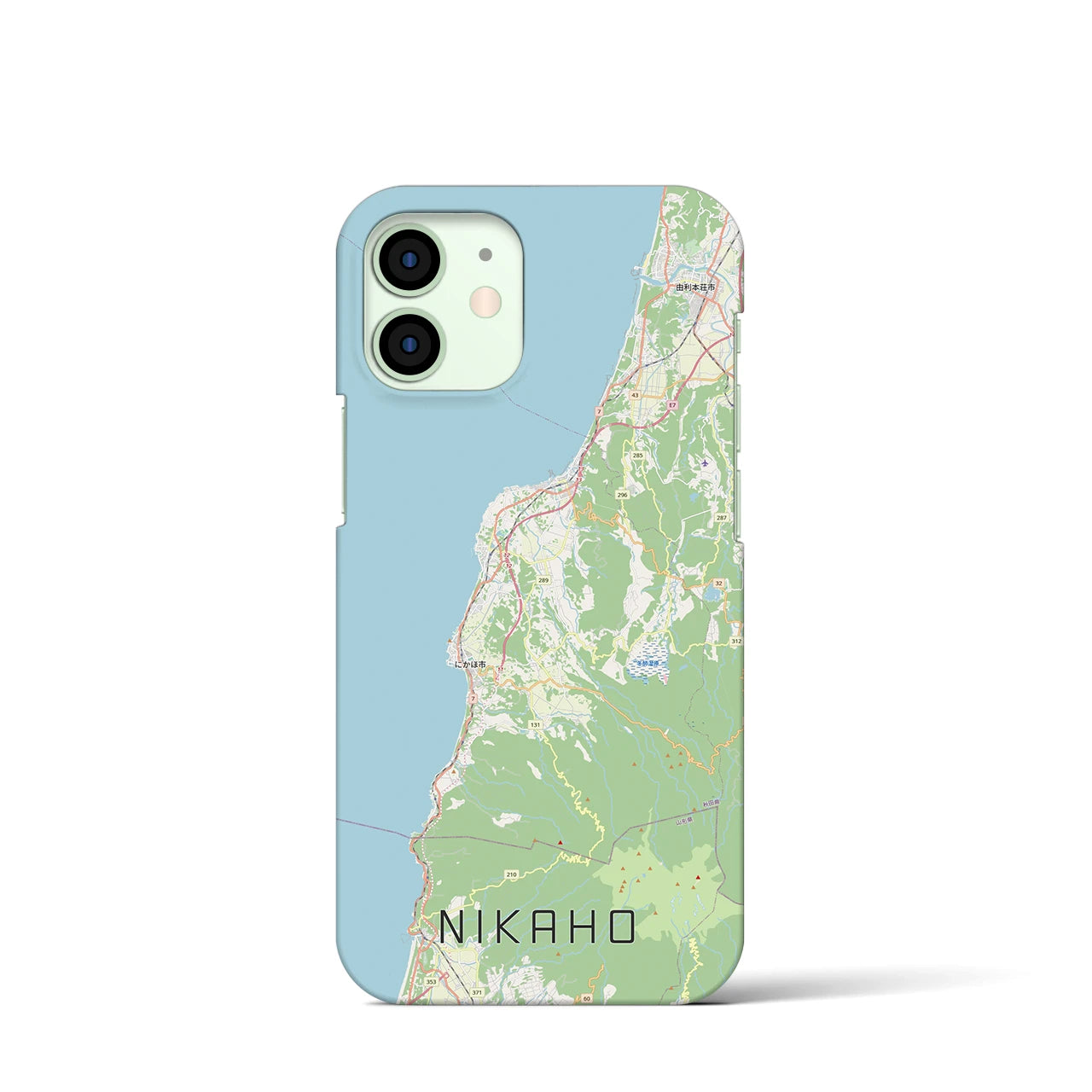 【にかほ（秋田県）】地図柄iPhoneケース（バックカバータイプ）