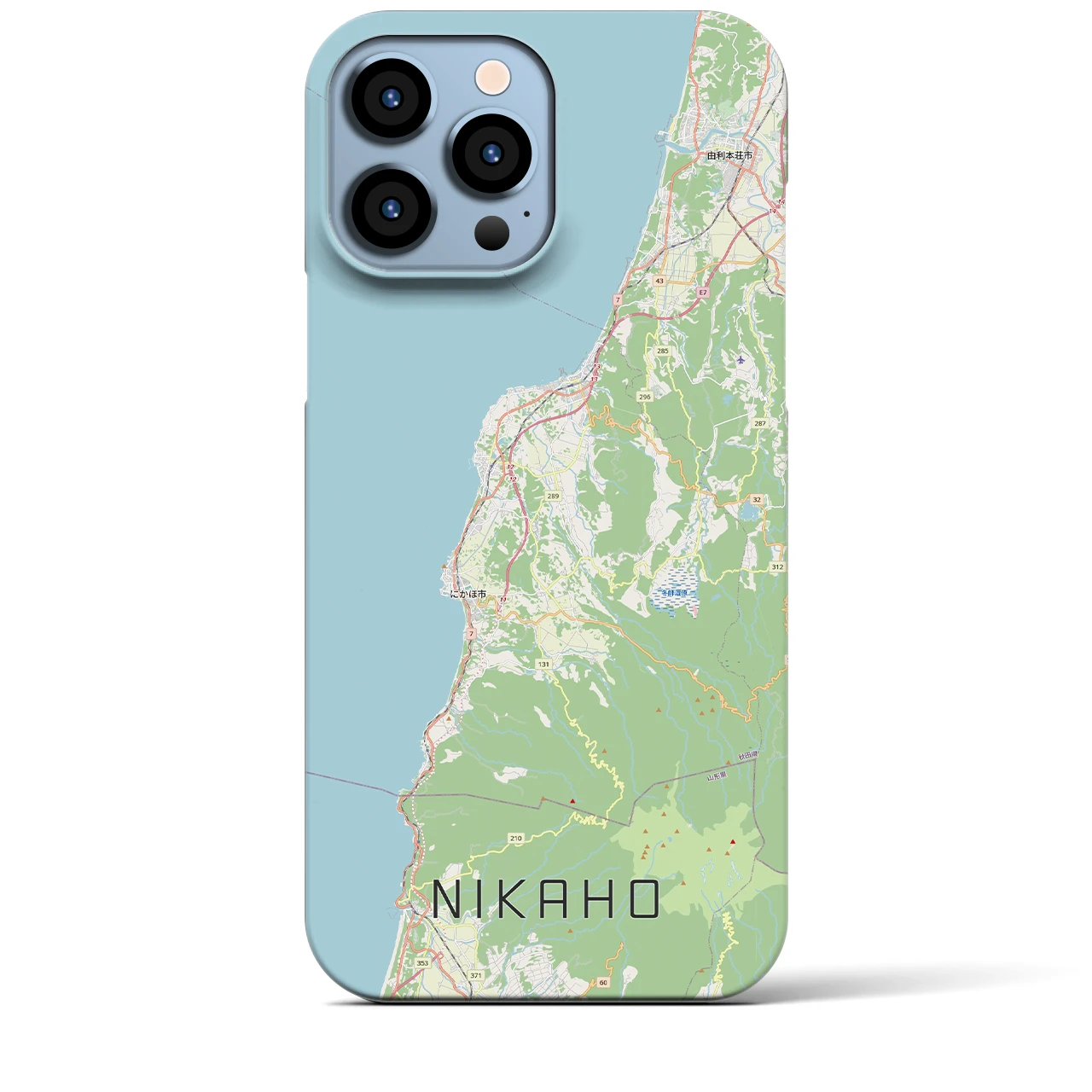 【にかほ（秋田県）】地図柄iPhoneケース（バックカバータイプ）