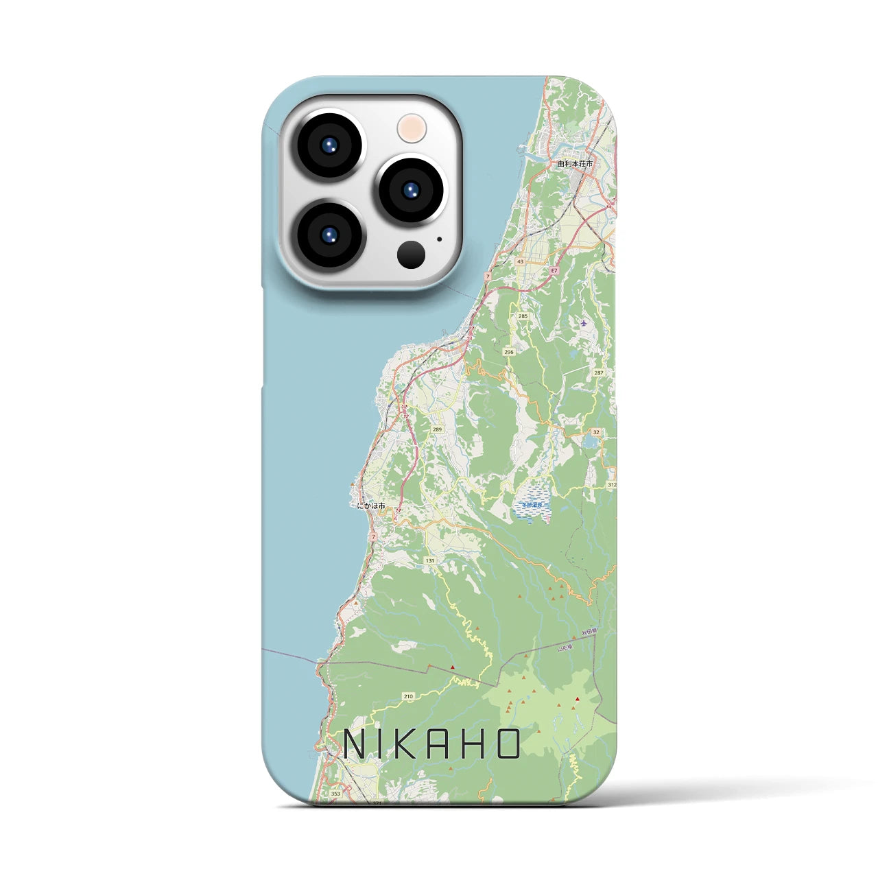 【にかほ（秋田県）】地図柄iPhoneケース（バックカバータイプ）