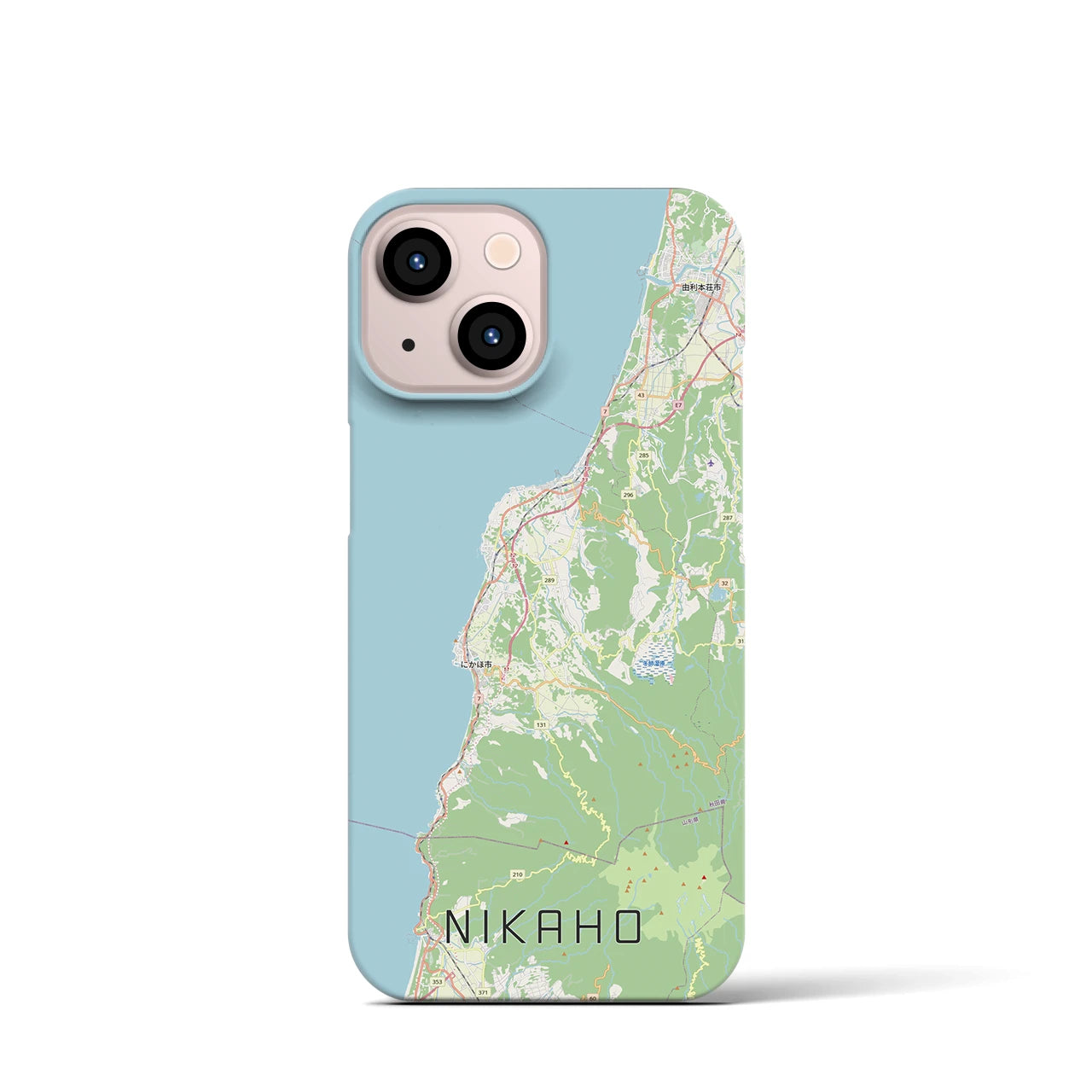 【にかほ（秋田県）】地図柄iPhoneケース（バックカバータイプ）