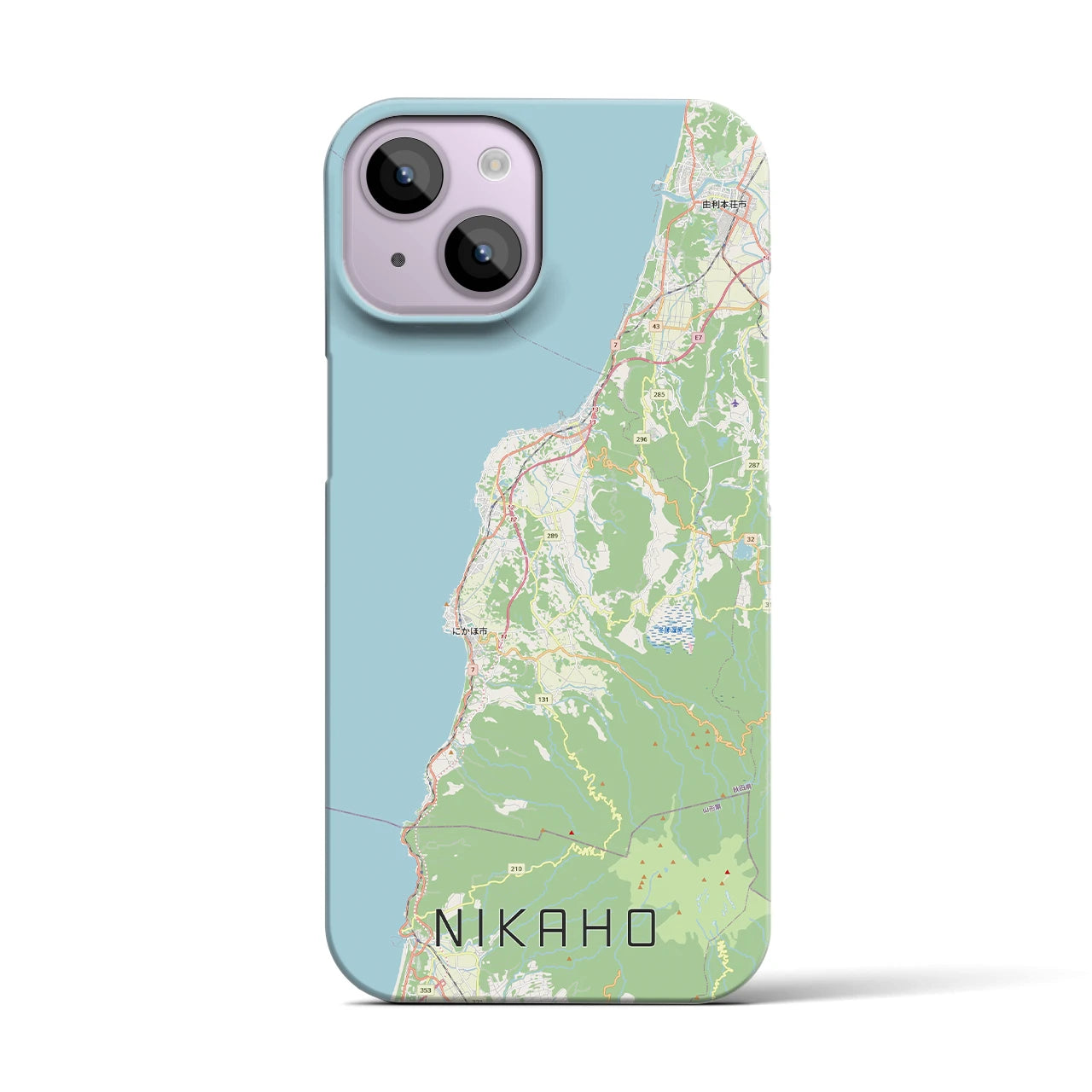 【にかほ（秋田県）】地図柄iPhoneケース（バックカバータイプ）