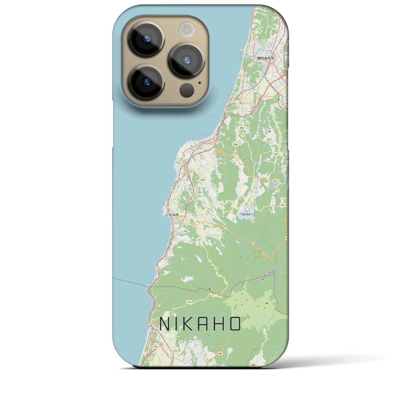 【にかほ（秋田県）】地図柄iPhoneケース（バックカバータイプ）