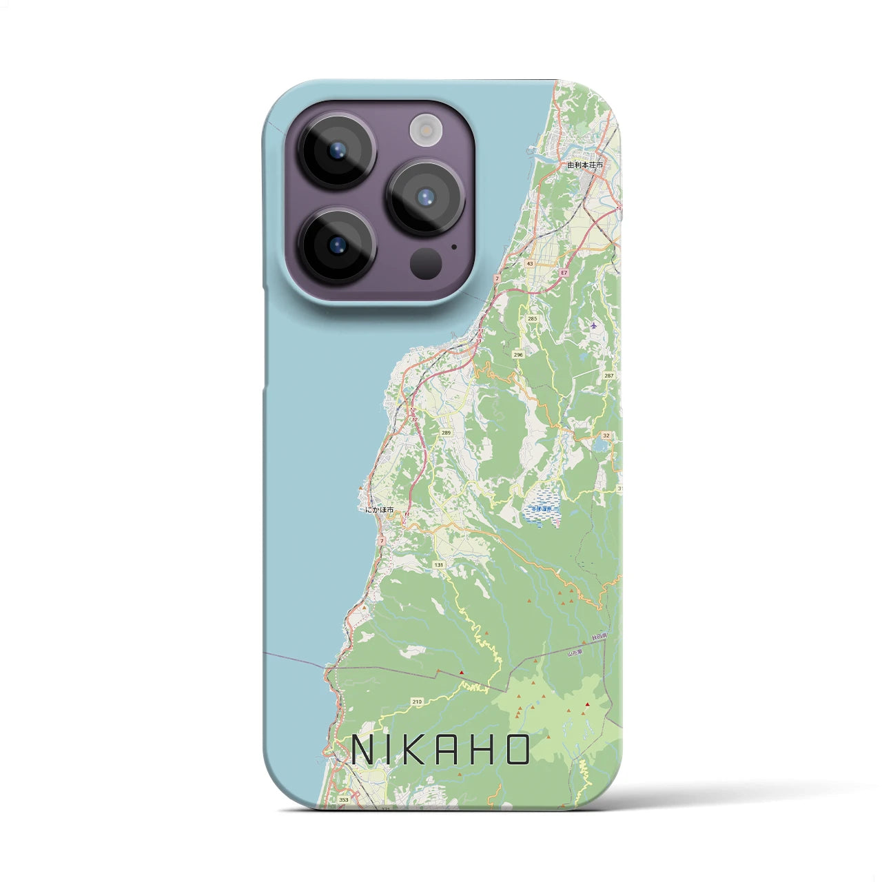 【にかほ（秋田県）】地図柄iPhoneケース（バックカバータイプ）