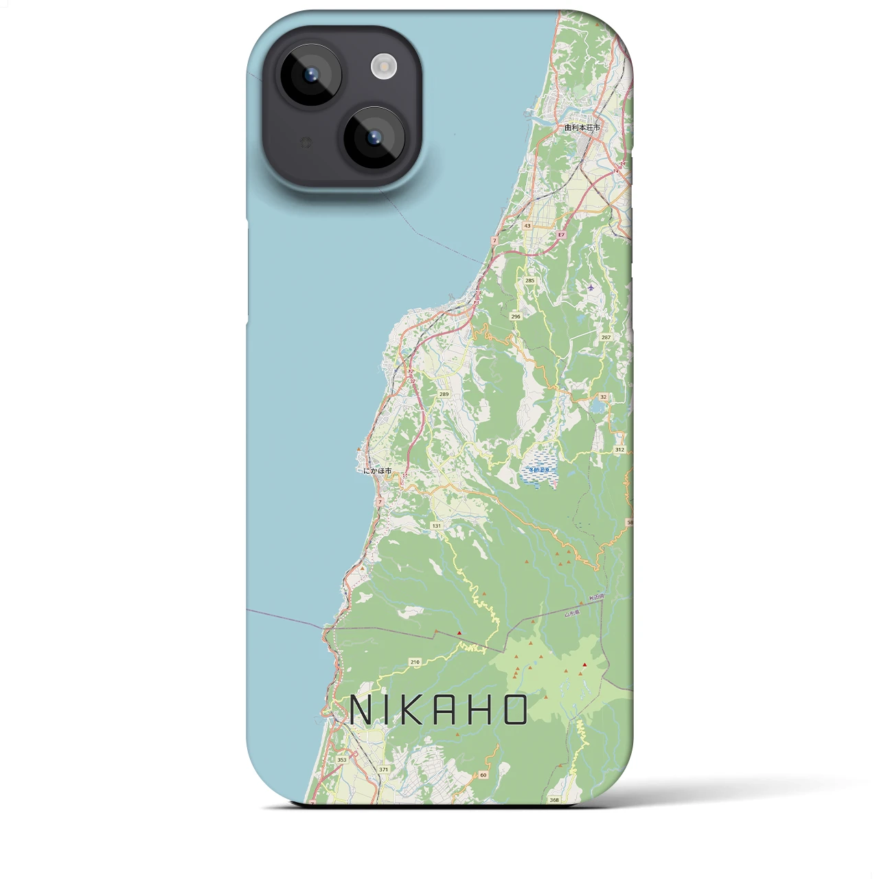 【にかほ（秋田県）】地図柄iPhoneケース（バックカバータイプ）