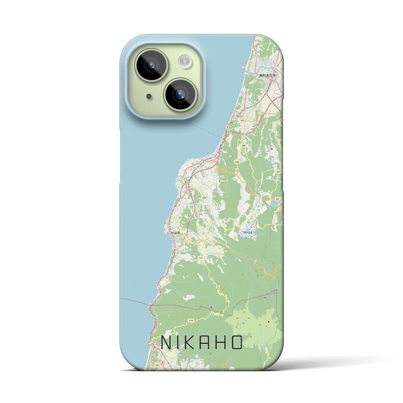 【にかほ（秋田県）】地図柄iPhoneケース（バックカバータイプ）