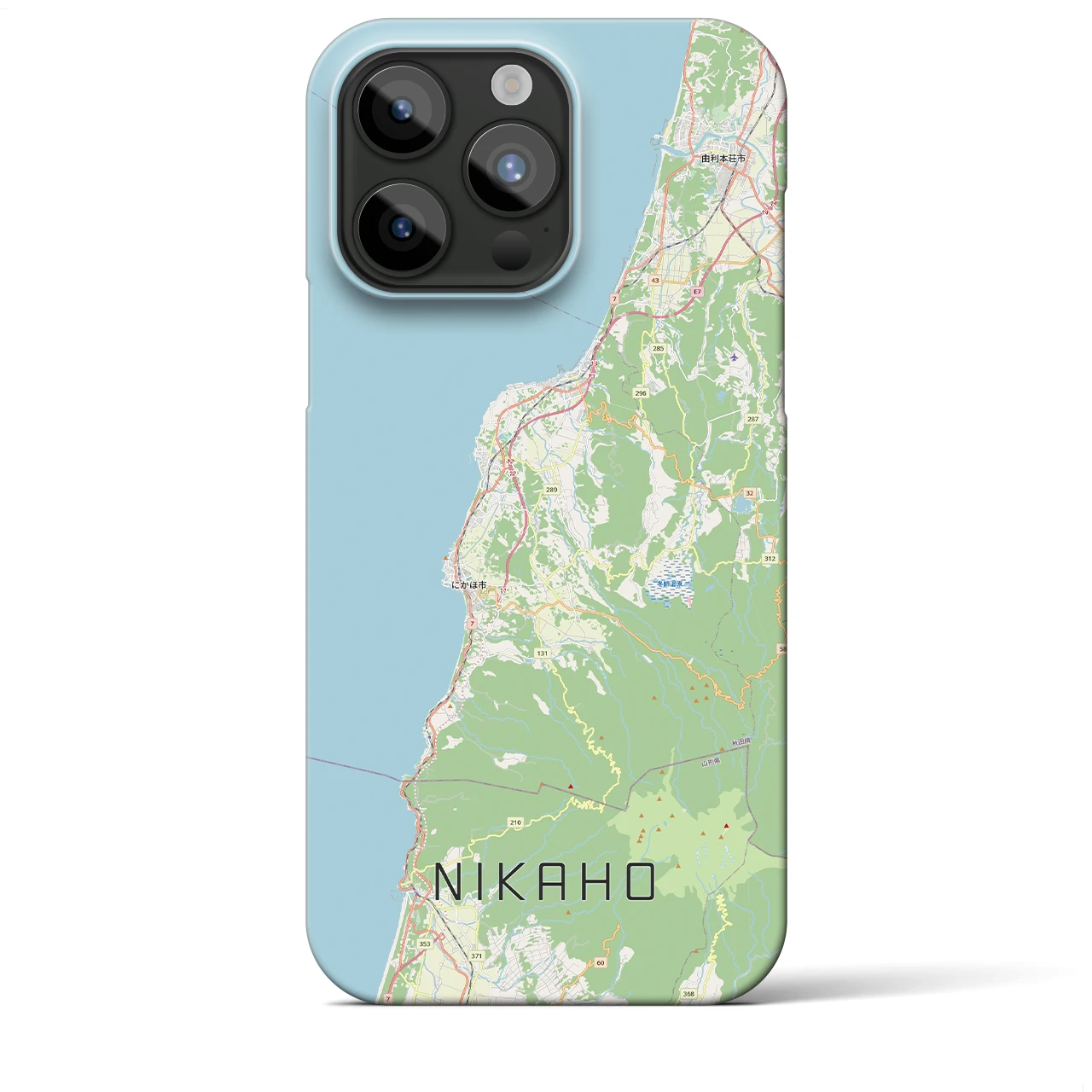 【にかほ（秋田県）】地図柄iPhoneケース（バックカバータイプ）