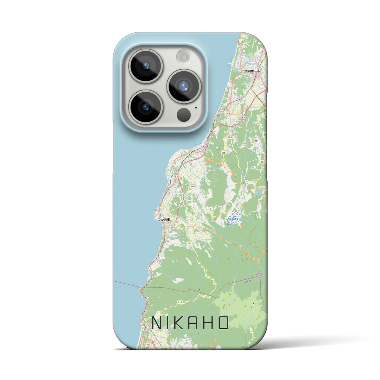 【にかほ（秋田県）】地図柄iPhoneケース（バックカバータイプ）