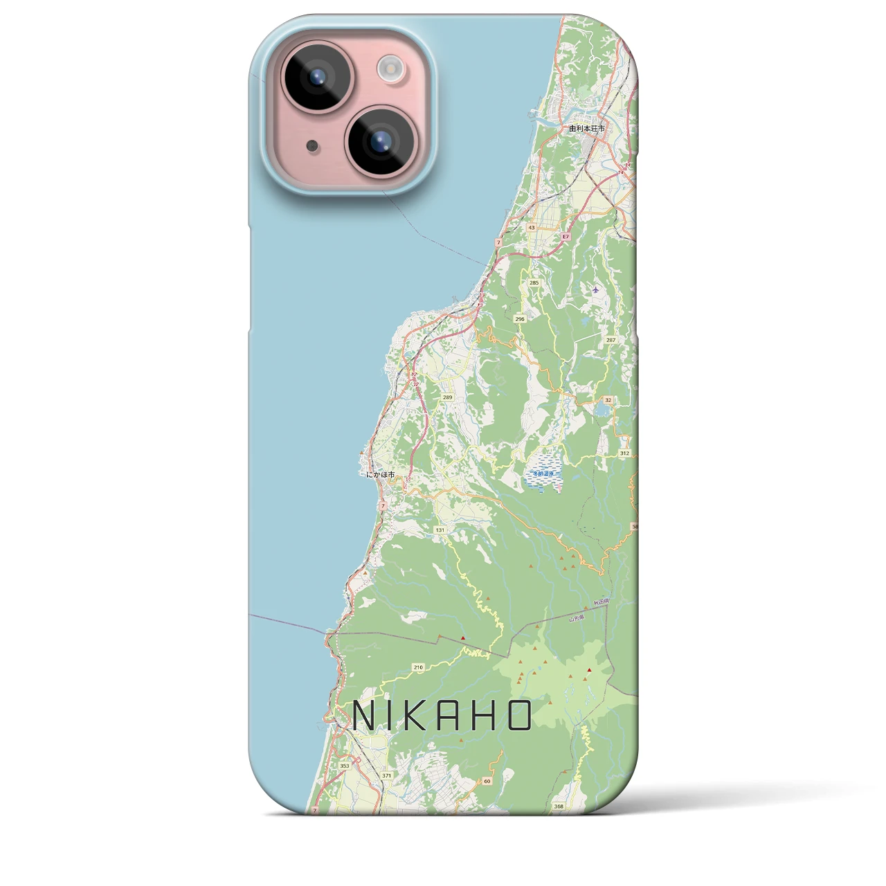 【にかほ（秋田県）】地図柄iPhoneケース（バックカバータイプ）