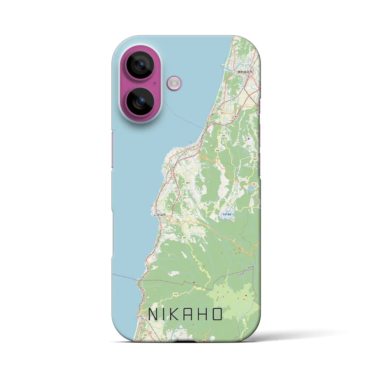 【にかほ（秋田県）】地図柄iPhoneケース（バックカバータイプ）