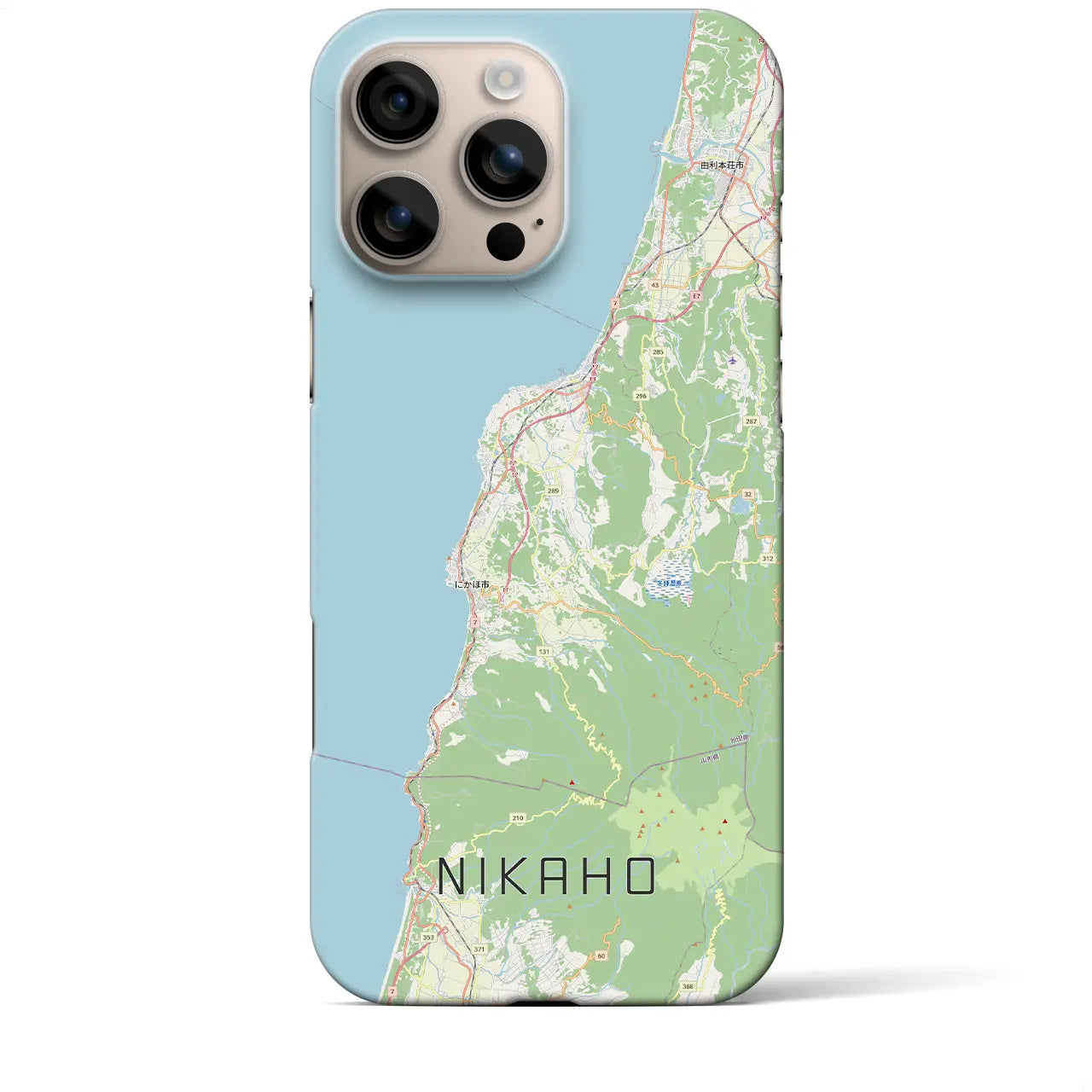 【にかほ（秋田県）】地図柄iPhoneケース（バックカバータイプ）