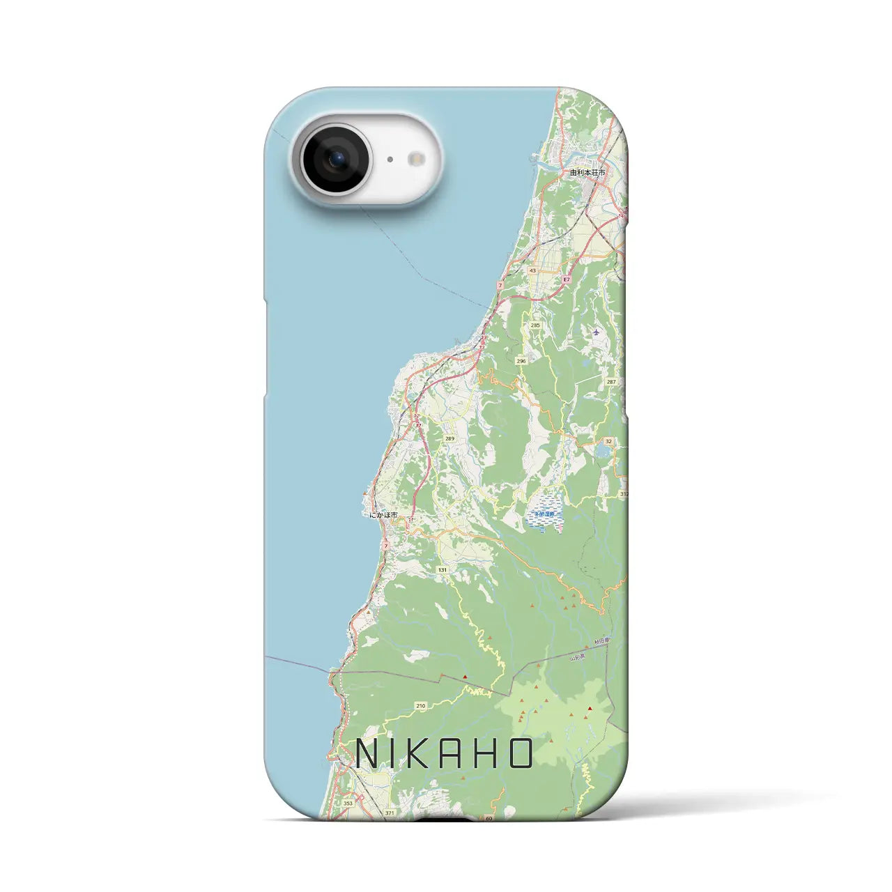 【にかほ（秋田県）】地図柄iPhoneケース（バックカバータイプ）