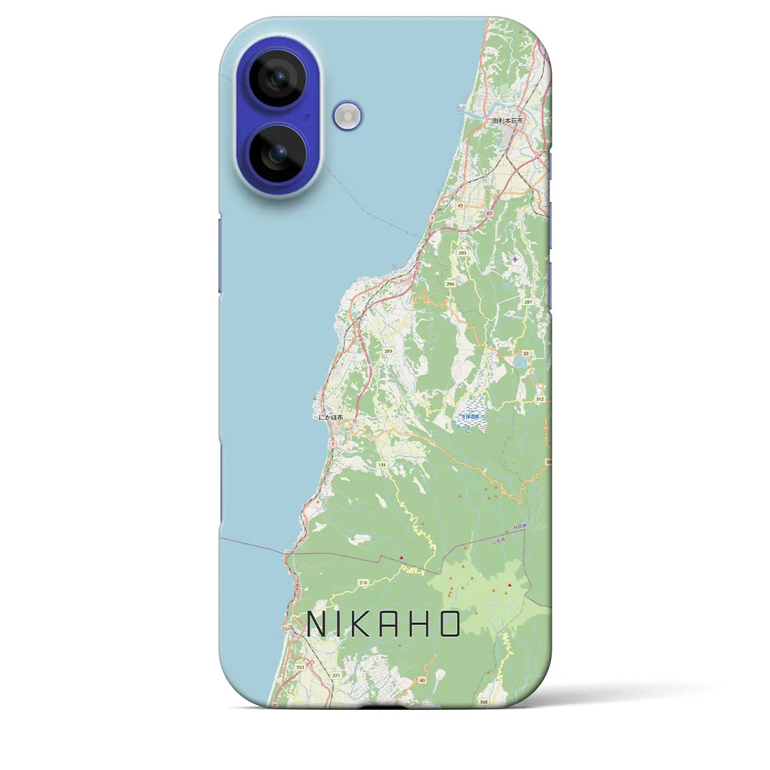 【にかほ（秋田県）】地図柄iPhoneケース（バックカバータイプ）ブラック・iPhone 16 Pro Max 用