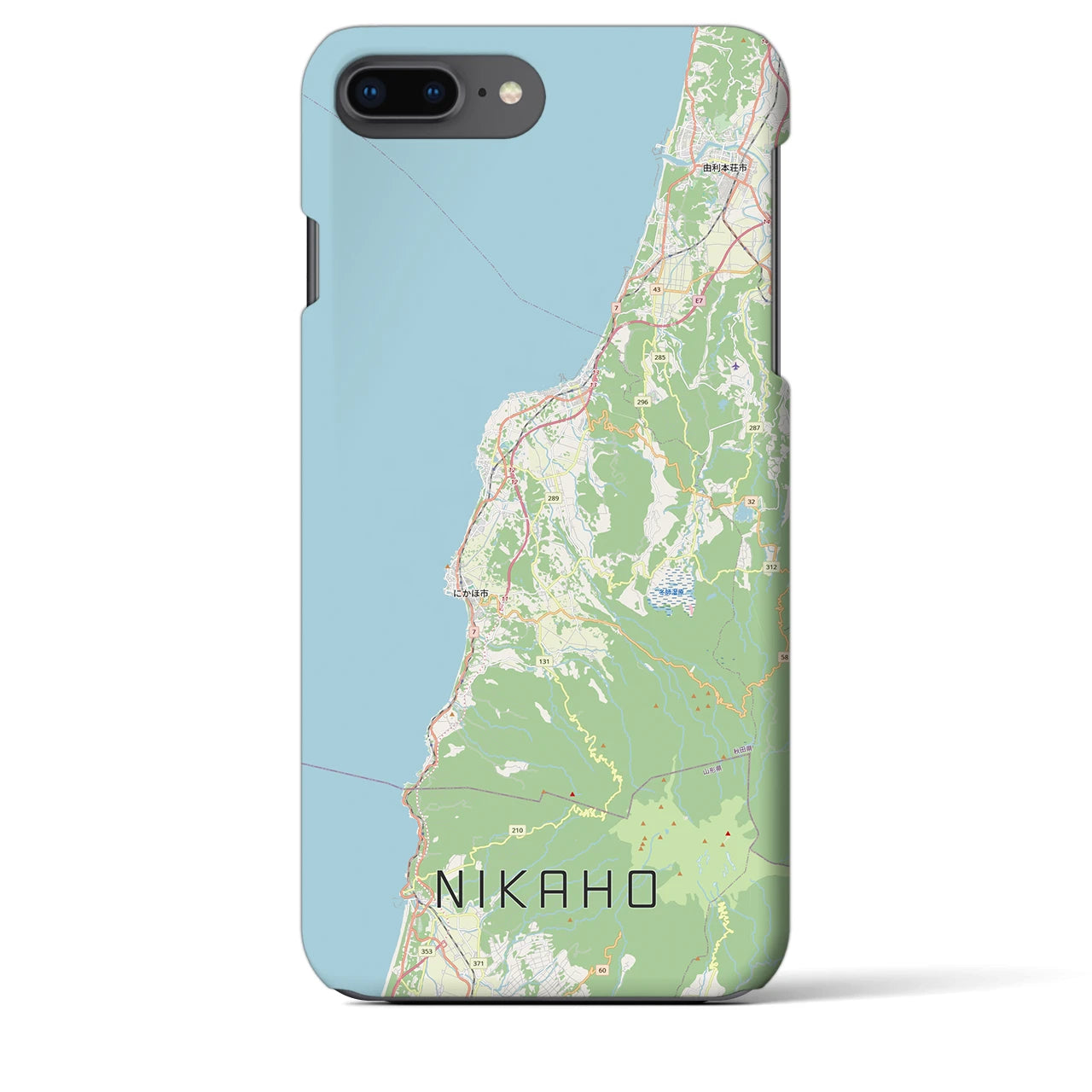 【にかほ（秋田県）】地図柄iPhoneケース（バックカバータイプ）