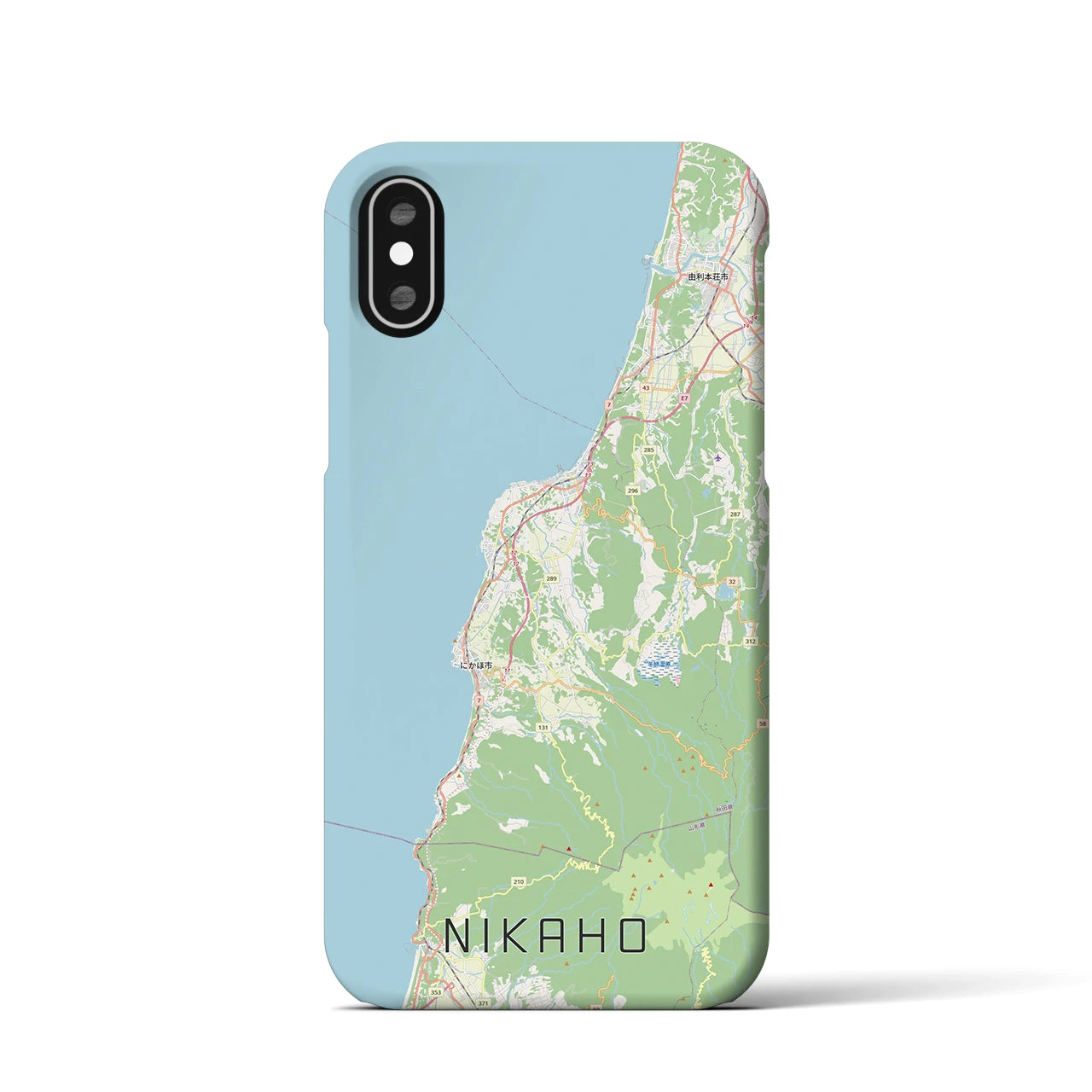 【にかほ（秋田県）】地図柄iPhoneケース（バックカバータイプ）