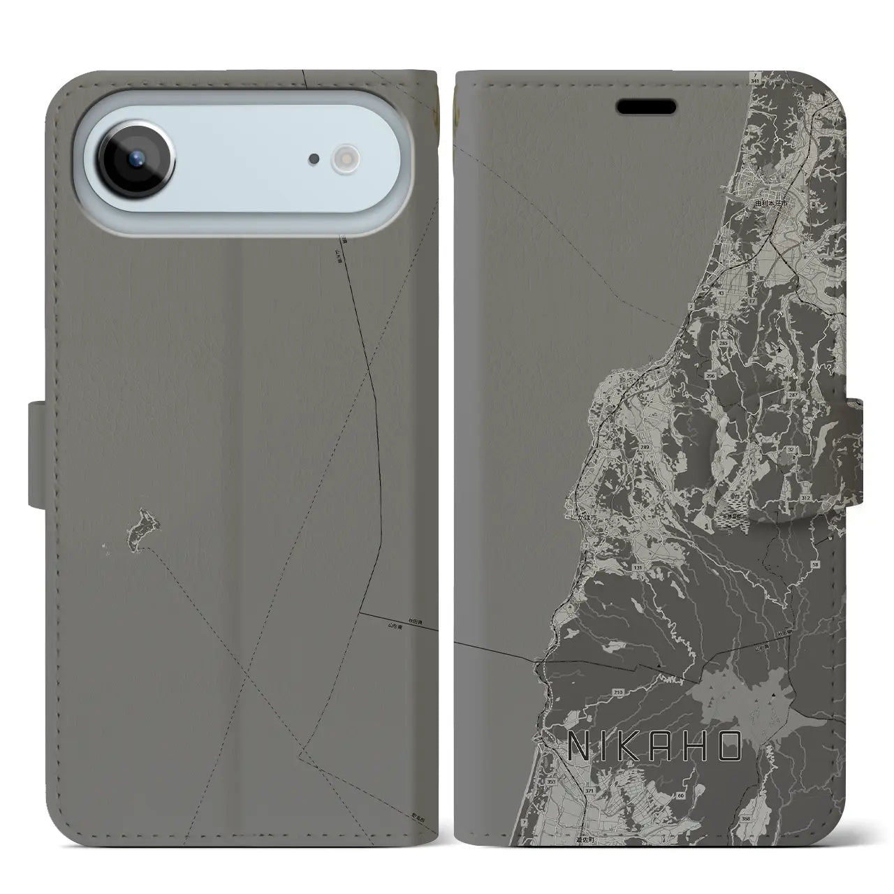 【にかほ（秋田県）】地図柄iPhoneケース（手帳タイプ）