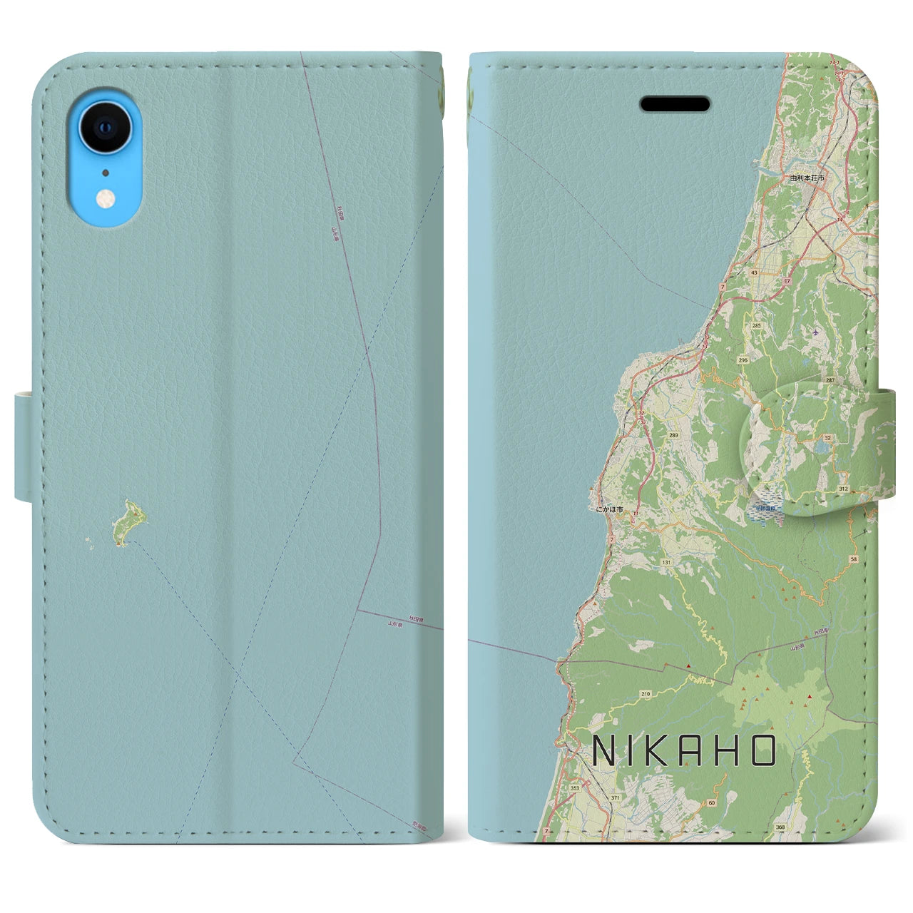 【にかほ（秋田県）】地図柄iPhoneケース（手帳タイプ）