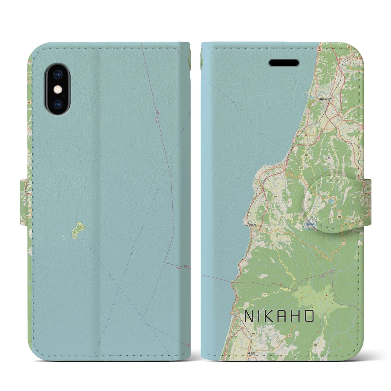 【にかほ（秋田県）】地図柄iPhoneケース（手帳タイプ）