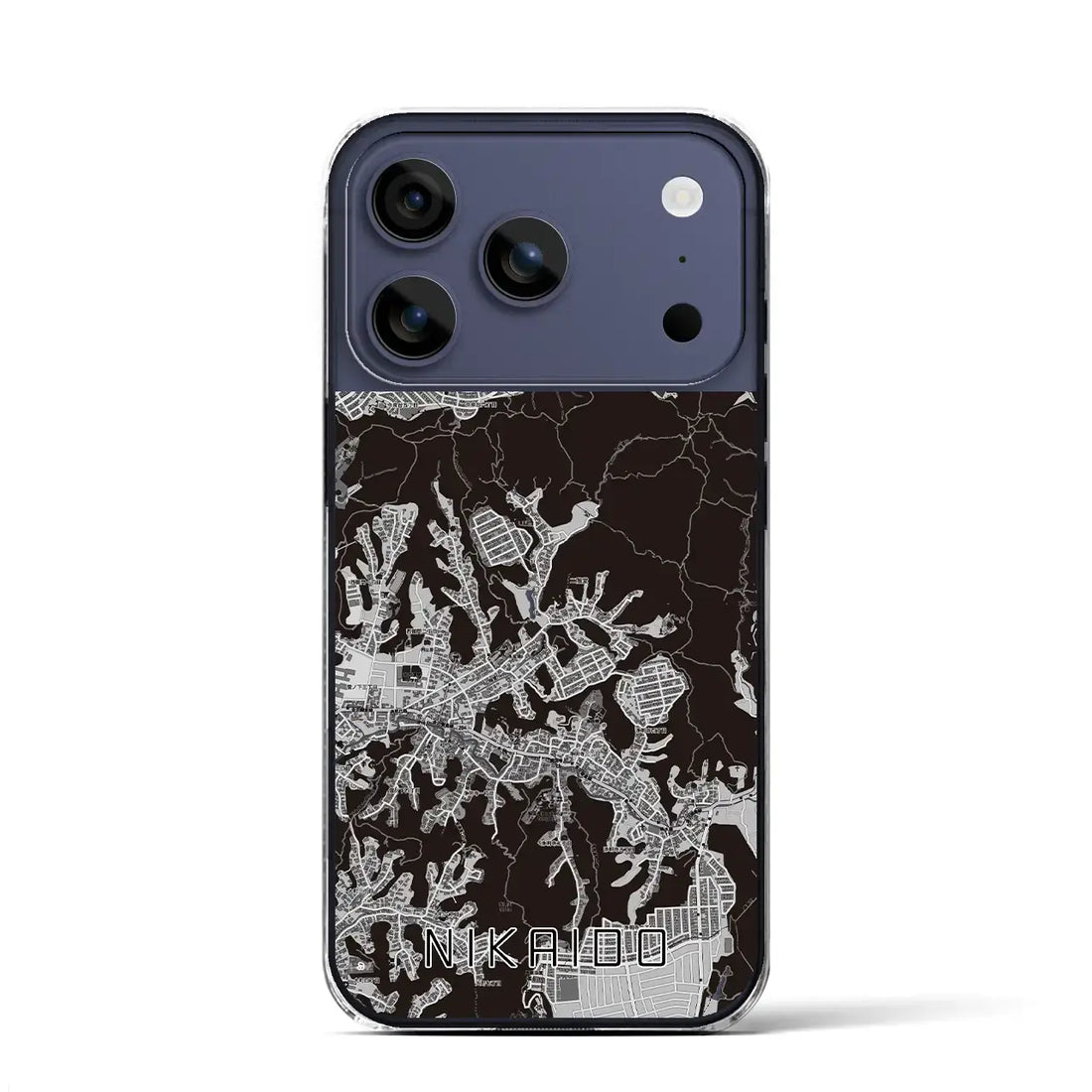 【二階堂（神奈川県）】地図柄iPhoneケース（クリアタイプ）モノトーン・iPhone 17 Pro Max 用