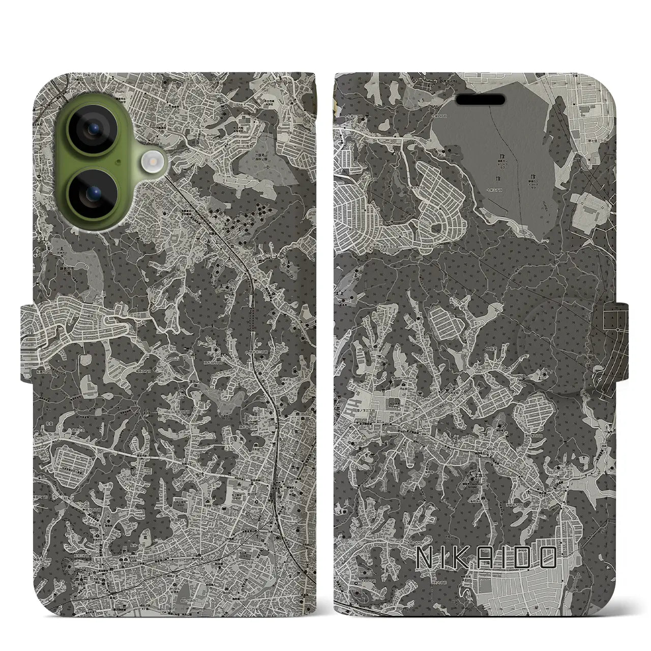 【二階堂（神奈川県）】地図柄iPhoneケース（手帳タイプ）