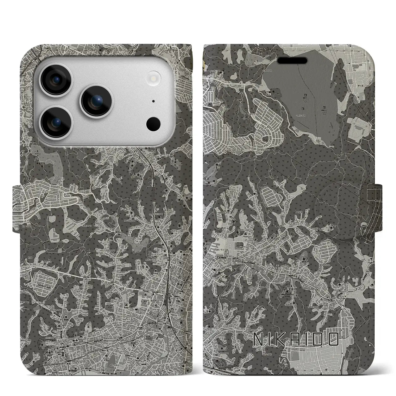 【二階堂（神奈川県）】地図柄iPhoneケース（手帳タイプ）